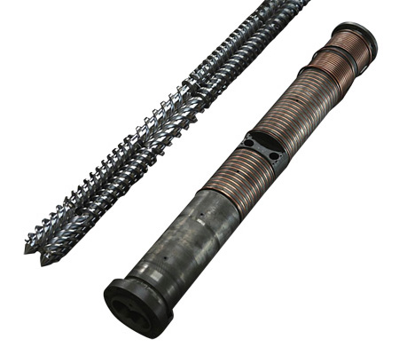 counter-rotating parallel twin screw and barrel