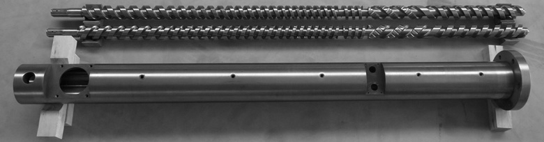 Parallel twin screw and barrel